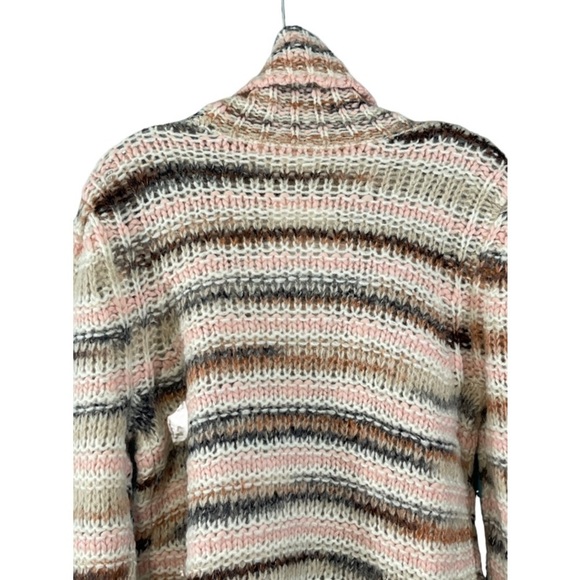 A.L.C. Selina Striped Knitted Wool Turtleneck Sweater Size L Pink Multi - Picture 6 of 10